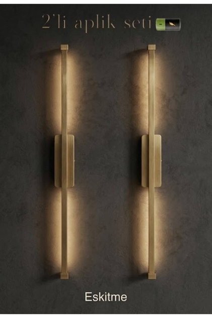 Modern Gün Işığı 70 cm Led Duvar Aplik 2 Adet Tekli | Pilli Kablosuz Kullanım Tak-Çalıştır