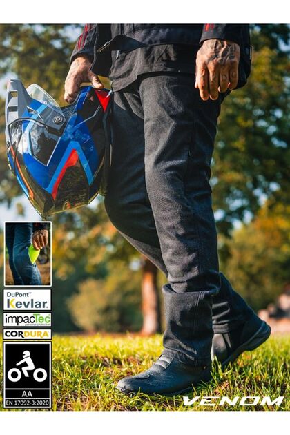 Motorcycle Pants Black Protected Kevlar Lycra Jeans Biker Trousers