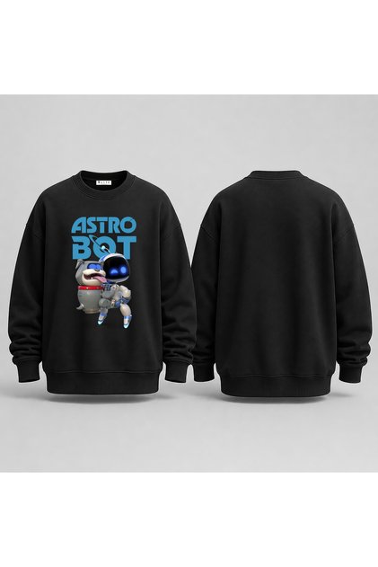 Astro Bot Game Printed 3 Thread Crew Neck Sweatshirt (Ages 4-13)