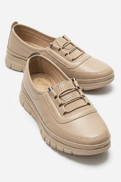4 Seasons Thermo Non-Slip Sole Women's Mother Lightweight Orthopedic Daily Comfortable Casual Shoes Beige