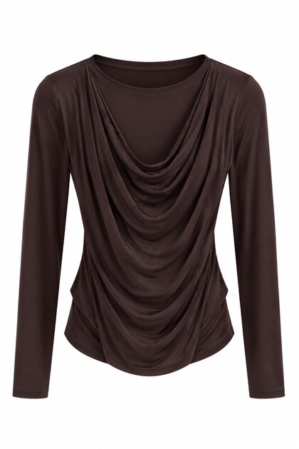 Brown Degaje Collared Blouse - 1228