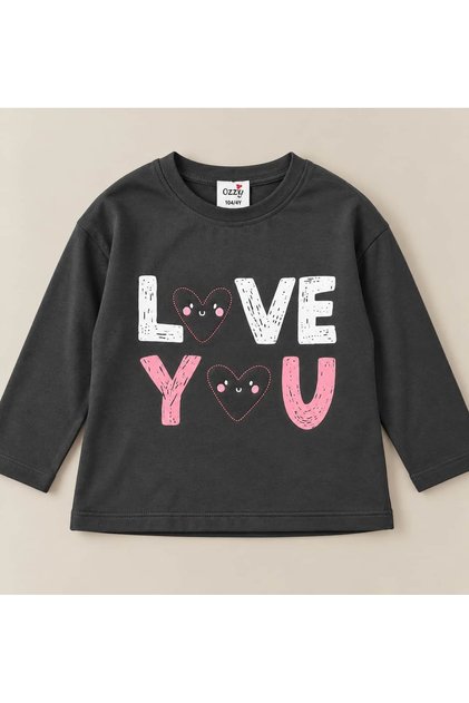 Girl's T-Shirt with Heart Embroidery on the Back