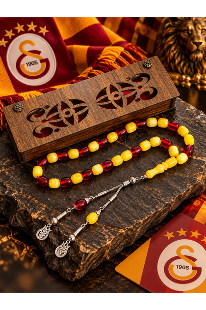 💛❤️Galatasaray Taraftarlarına Özel İri Habbeli Tesbih & Ahşap Hediye Kutusu