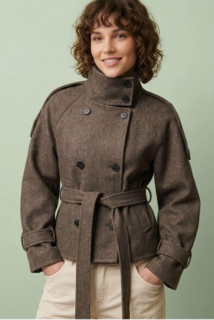 Hola Soft Touch Cashmere Stand Collar/Waist-Cinched/Double-Breasted Women's Coat & Jacket & Trench Coat with Pockets