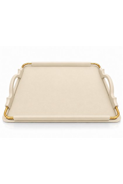Colorido Gold Detailled Serving Tray with Handle – Stylish Decorative Tray for Tea, Coffee, and Breakfast Serving