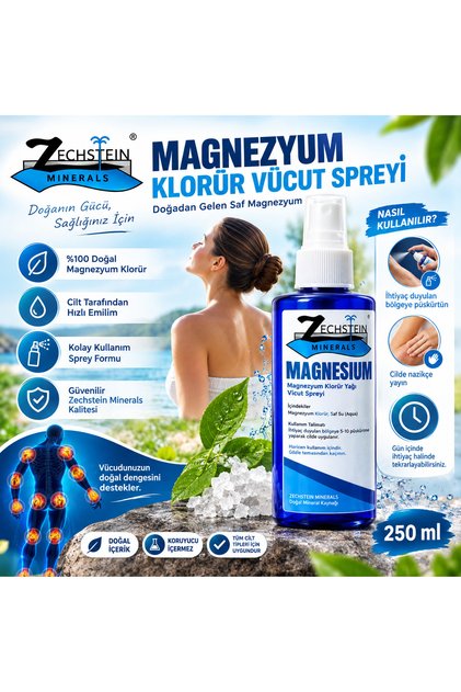 Zechstein Minerals Magnesium Oil Magnezyum Klorür Vücut Spreyi 250 ml
