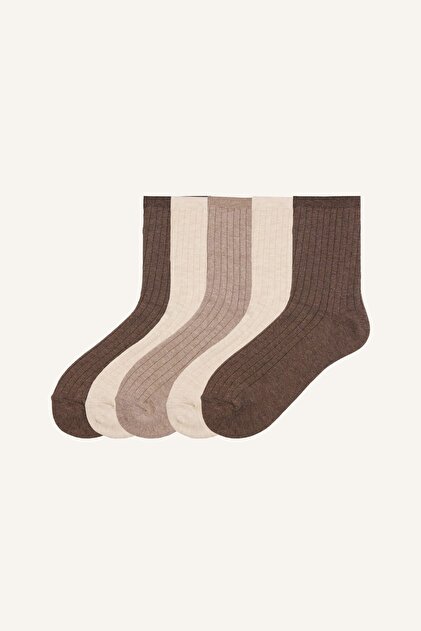 Women's 5-Pack Cotton Ribbed Long Socks I9771Axns