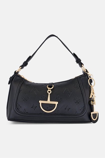 Women Monogram Zip-Top Mini Shoulder Bag, Black
