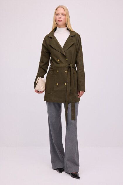 Double-Breasted Collar Trench Coat