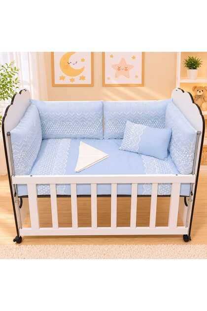 7-Piece Cotton Lace Baby Crib Sleeping Set Side Protection 60X120