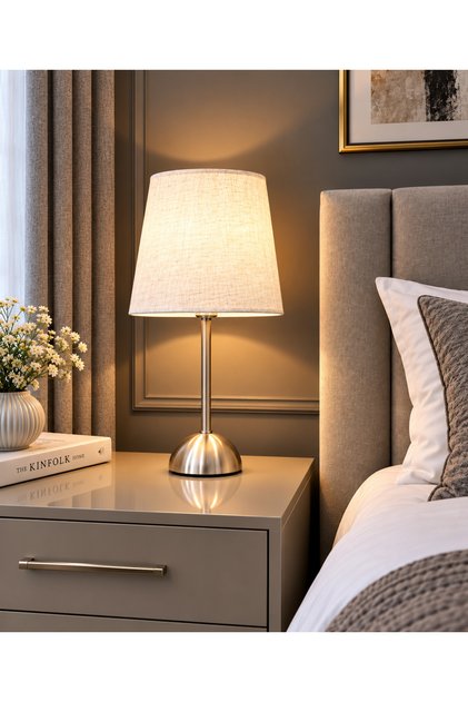 Elegant Table Lamp with Metal Base and Fabric Shade