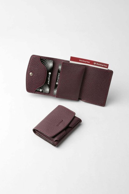 Genuine Leather Snap Fastener Women's Card Holder Plum – 2527