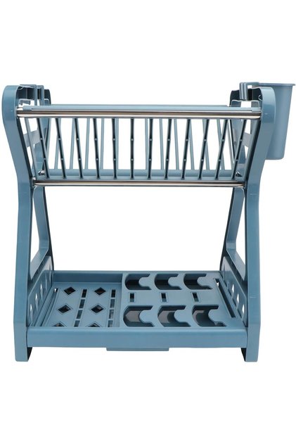 Yelajoy Dish Drainer and Bowl Storage Rack,Kitchen Organizer with Drainer Plate and Cutlery Holder,Blue