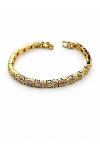 Eye Patterned Stone Gold Bracelet