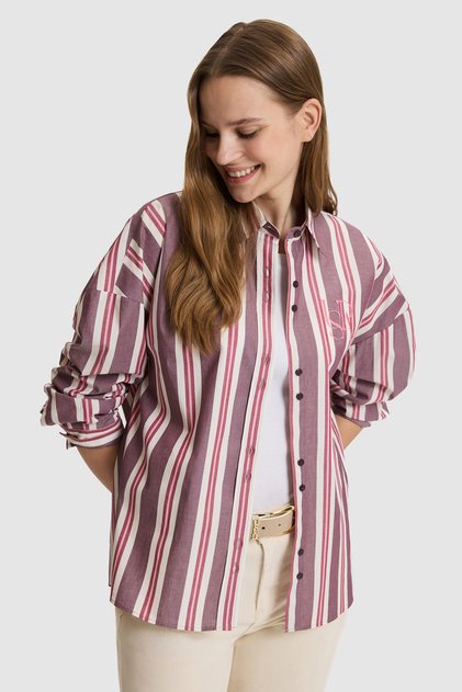 Women's Burgundy Long Sleeve Shirt 50332418-Vr180