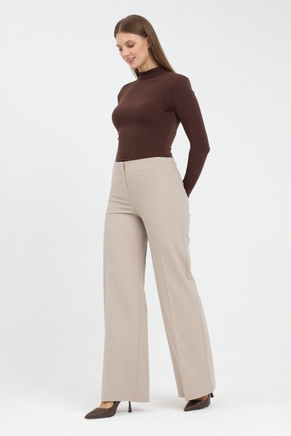 Wide Leg Maxi Length Fabric Pants