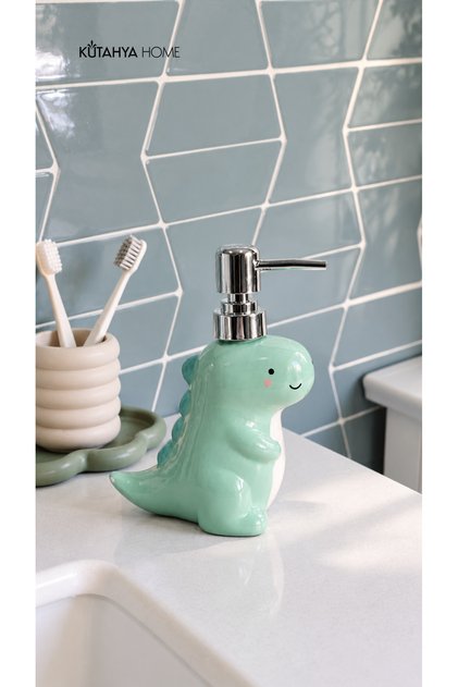Zumi Dinosaur Figured Liquid Soap Dispenser Mint Green Decorative Soap Dispenser with Pump