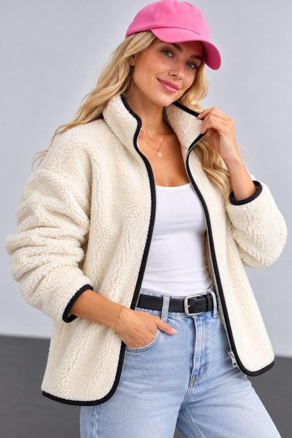 Soft Lamb Fabric Zippered Coat Jacket