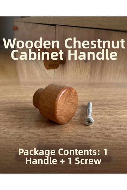 Decorative Natural Wood Round Cabinet / Children - Baby / Furniture Handle Chestnut - 1 Piece