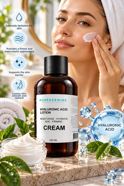 Hyaluronic Acid Cream 250 ml – Intensive Moisturizing Face and Body Care Cream, Moisture Support Against Skin Dryness, Smooth and Soft Skin Appearance