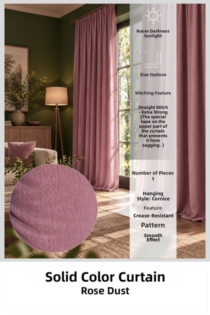 Dried Rose Background Curtain | Room Blackout Sunshade | Textured Fabric with Effects | Elegant Decorative Design