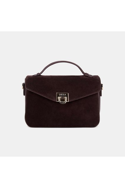 Women's Bitter Brown Suede Textured Crossbody Handbag