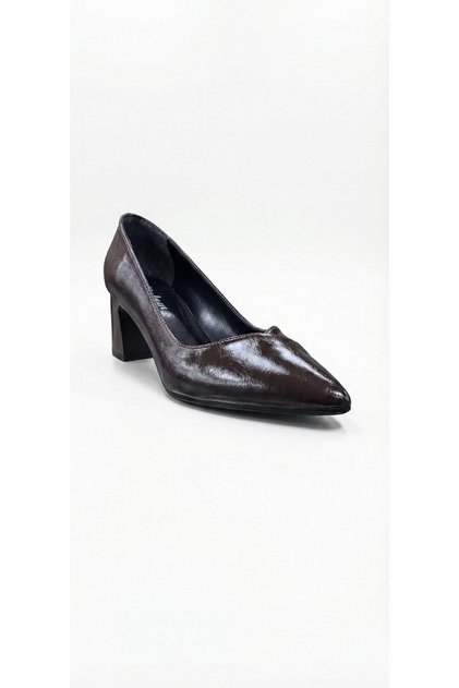 Brown Patent Leather Women's Heeled Shoes 615.918