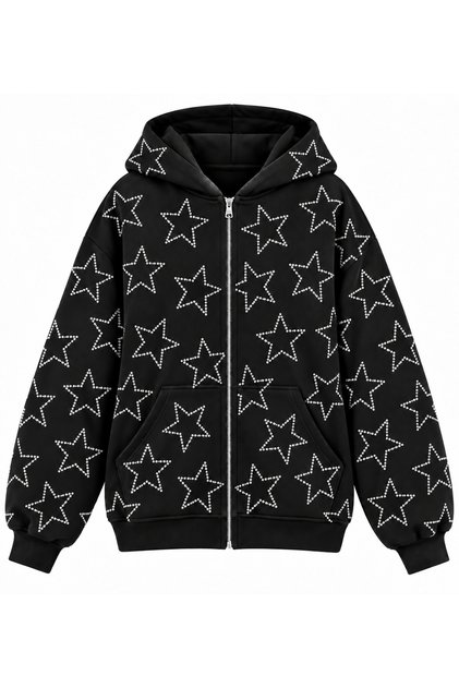 Star Detail Full Stone Unisex Hoodie
