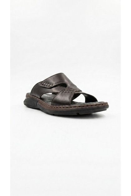40501-g Tuna Black Genuine Leather Men's Slippers