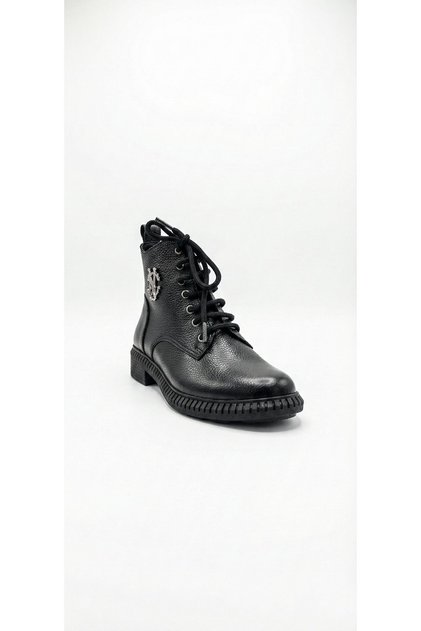Black women's genuine leather heeled boots 074.2021