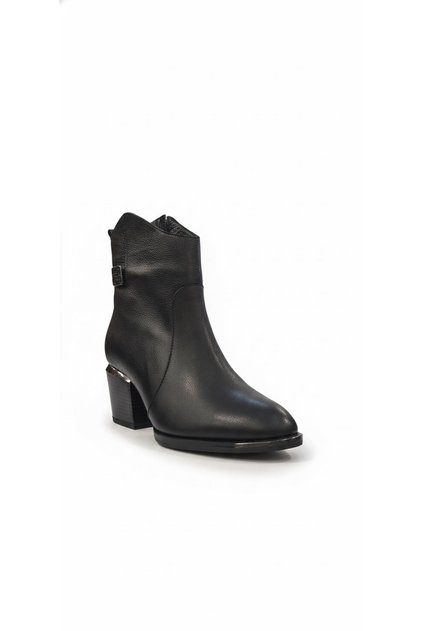 Black women's genuine leather heeled boots 039.440
