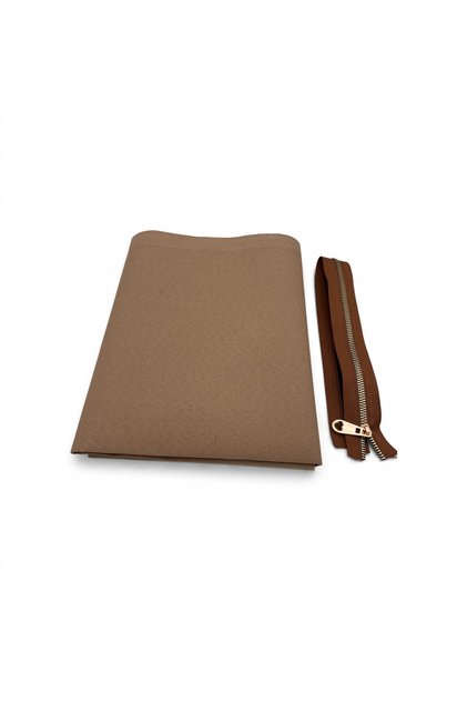 120X50 cm Cotton Bag Lining (Paper Rope Dark Pouch Paper) 45 cm Zipper - Hearted Handle