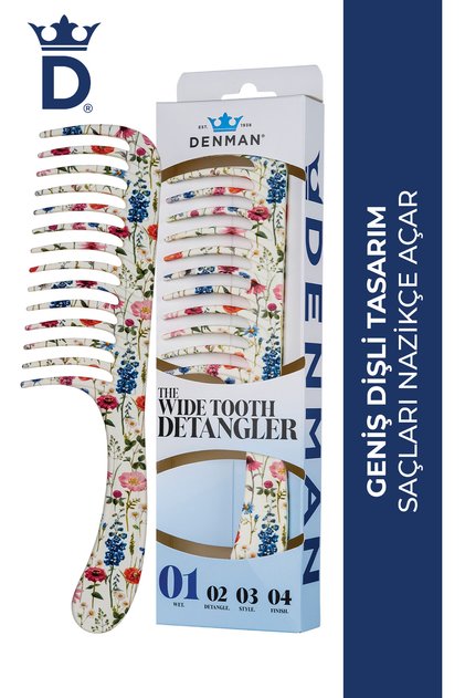 D28 Wide Tooth Detangler Geniş Ağızlı Tarak Floral Fantasies