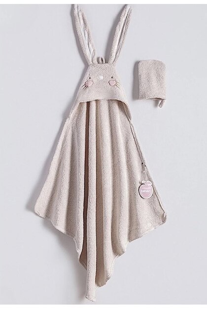 Bebessi̇ Girl 85*90 cm Bunny Eraser Towel 2-Piece Series 100% Cotton