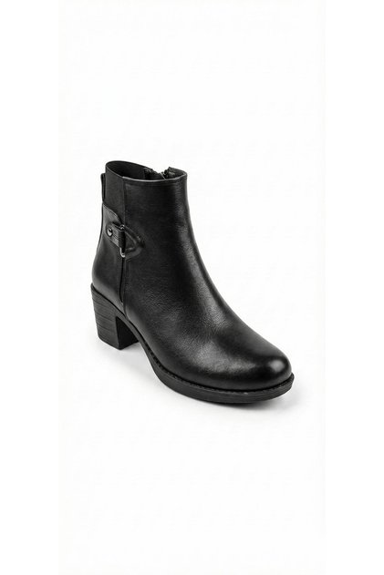 Black Women's Genuine Leather Heeled Boots 00617.5813