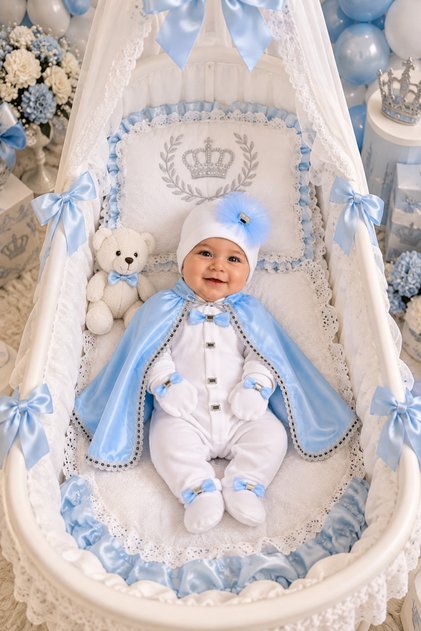 Baby King Crowned with Cloak Jumpsuit Baby Gift Circumcision Baby Mevlüt