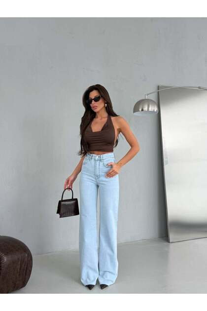 High-Waisted Jean Pants – 100% Cotton, Wide Leg (Flare/Wide Leg), Retro 90S Style Women's Denim