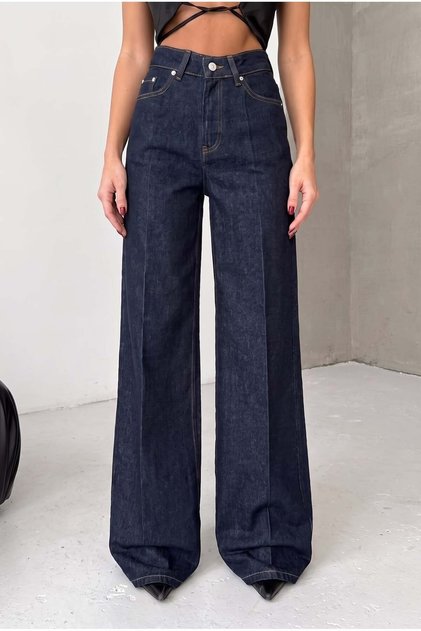 Dark Denim Wide Leg High Waist Pants