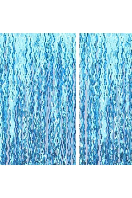 ستارة بالونات زينة على شكل مطر، لون أزرق متموج، مقاس 2 متر × 1 متر، إكسسوار أنيق لحفلات الزفاف