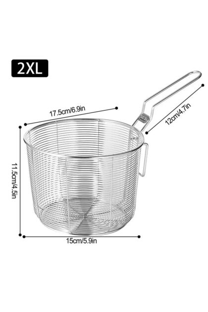 2XL Mini Chips Frying Basket Strainer Mesh 304 Stainless Steel French Chip Filter Fryer Serving Bask