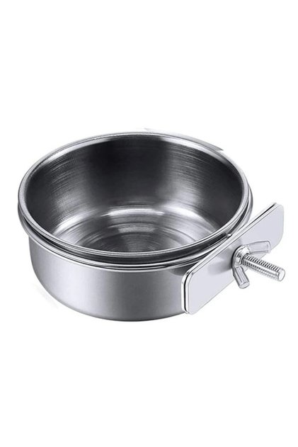 10cm Parrot Rabbit Hamster Pet Food Dish Stainless Steel Clamp-on Water Drinker Bird Feeder Feeding
