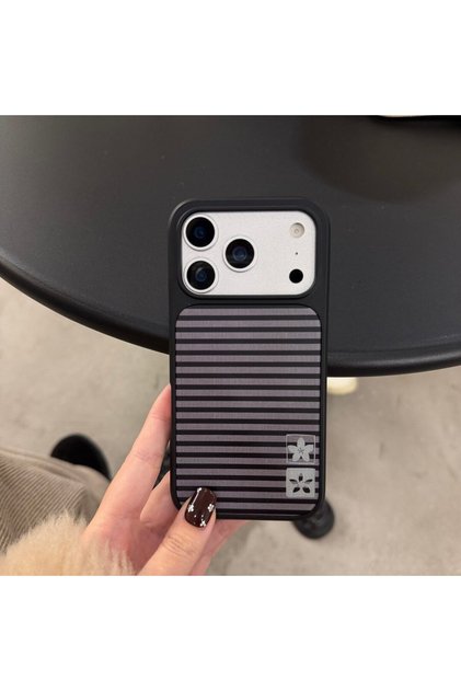 iPhone17 Pro Max 2 Korean Ins Cute Striped Flower Electroplated Drip Glue Phone Case For iPhone 17 A