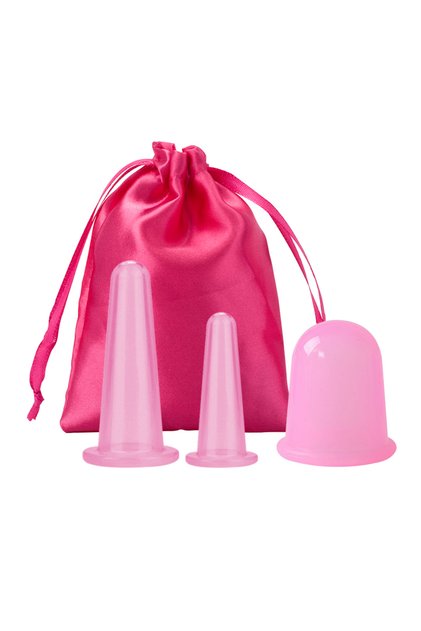 Pink Silicone Vacuum Cupping Massage Jars Anti Cellulite Massage Facial Suction Cups Face Neck Lift
