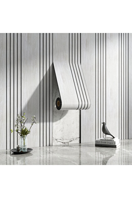 40X280Cm Mushi-Shan- 81117-2 Thickened 3D Stereo Grille Wood Veneer Wall Panels Self-Adhesive Wallpa