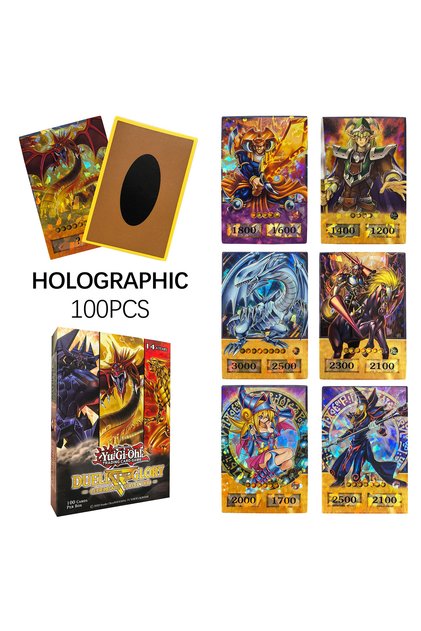 Dmpro100Pcs 100Pcs Shiny Yu-Gi-Oh Anime Style Cards Blue Eyes Dark Magician Obelisk Slifer Ra Yugioh
