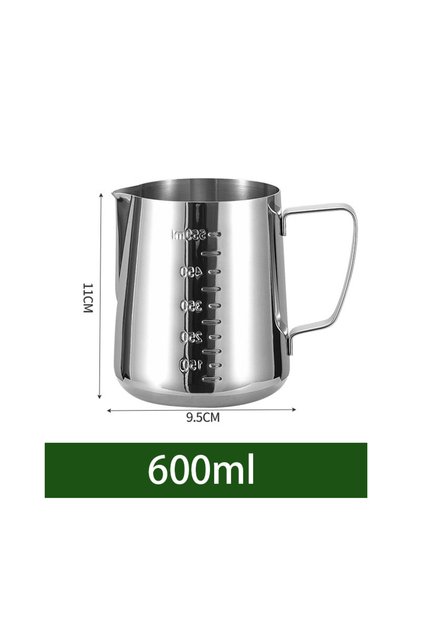 600ml Stainless Steel Milk Frothing Jug Silver Frother Coffee Latte Container Metal Pitcher Barista