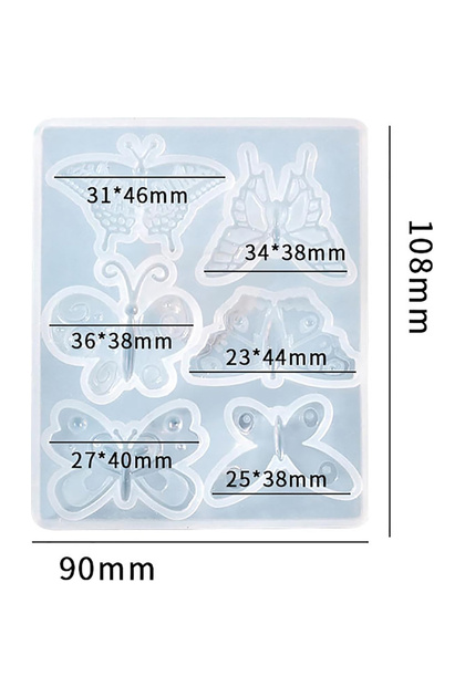 60-1023 Butterfly Silicone Pendant Mold DIY 6 Styles Butterfly Keychain Earring Brooch Necklace Jewe
