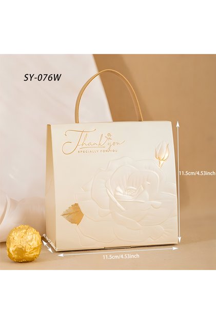 11.5x11.5x6cm SY-076W "Thank You" Sign 10-Piece Leather Portable Paper Boxes Holiday Party Packaging