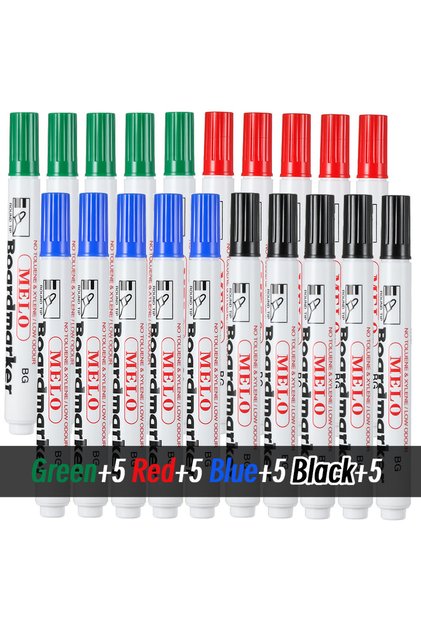 5B5R5Gr5BL 4 Colors/20pcs Dry Whiteboard Marker Pen Blackboard Erasable Chalk Pens Teaching White Bo