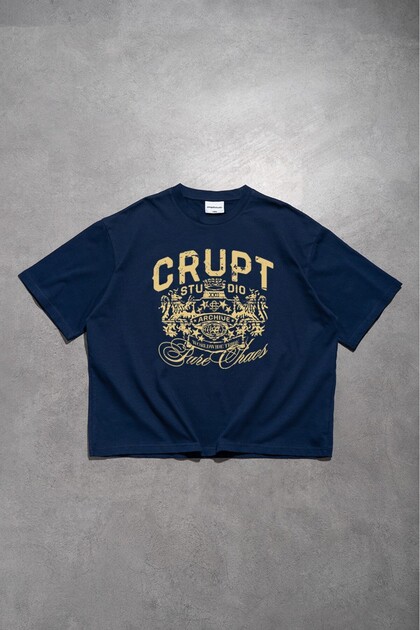 Yellow Worldwide Tribe Navy Blue Boxy Crop Men's T-Shirt